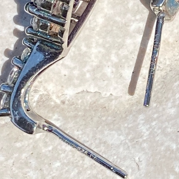 Amethyst .925 Sterling Silver earrings surrounded with white Cz - Picture 5 of 9